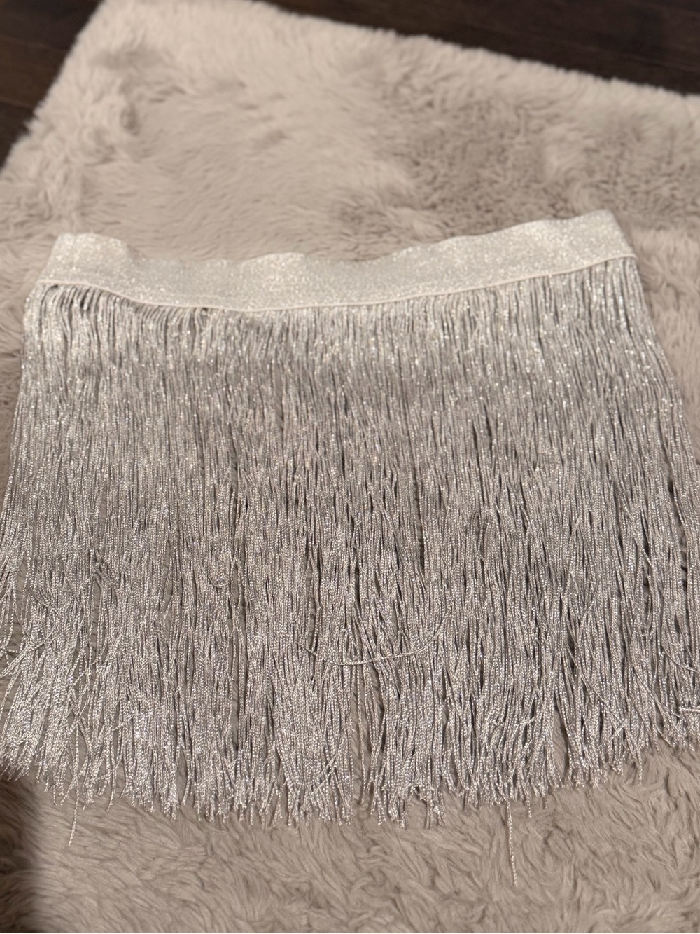 Amazon Silver Metallic Fringe Mini Skirt